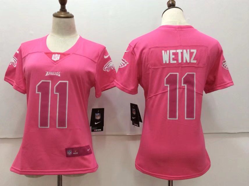 Women Philadelphia Eagles #11 Wentz pink Nike Vapor Untouchable Limited NFL Jerseys->->Women Jersey